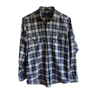 Proper Cloth Button Down Shirt Size 15.5 32.5 Blue Plaid Cotton Twill Preppy Top